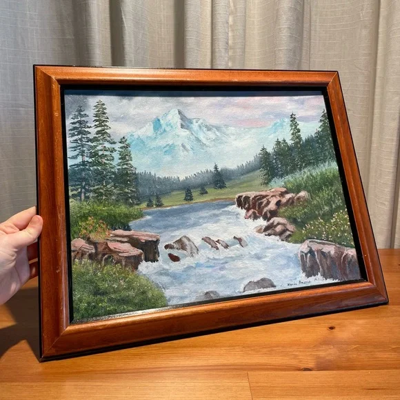 Mountain River Landscape Scene Artwork Framed Artist Signed Wanda Bunch '08 - Picture 12 of 16